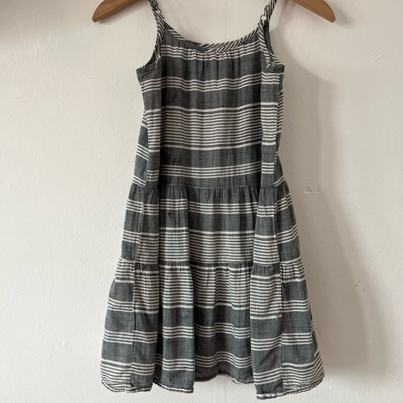 EUC GAP kids sz 8 cotton twirl tiered summer dress charcoal cream lined - Picture 7 of 8